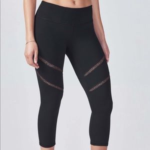 Fabletics Black and Gold Cropped Leggings